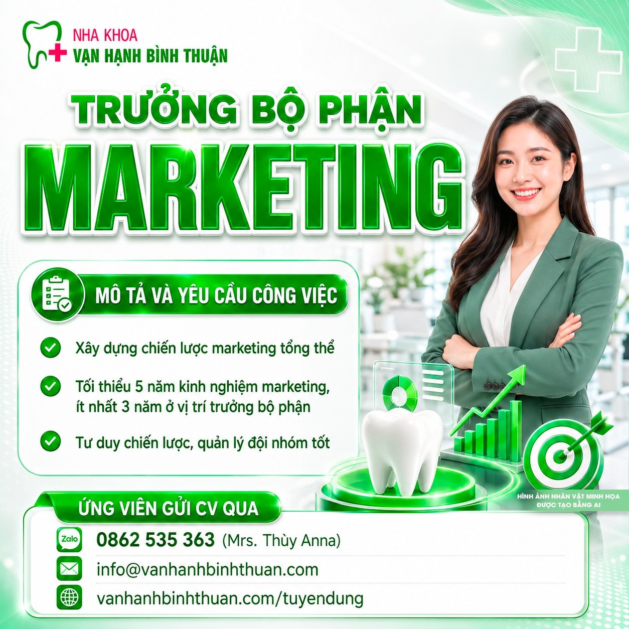 NHA KHOA VẠN HẠNH BÌNH THUẬN TUYỂN DỤNG TRƯỞNG PHÒNG MARKETING